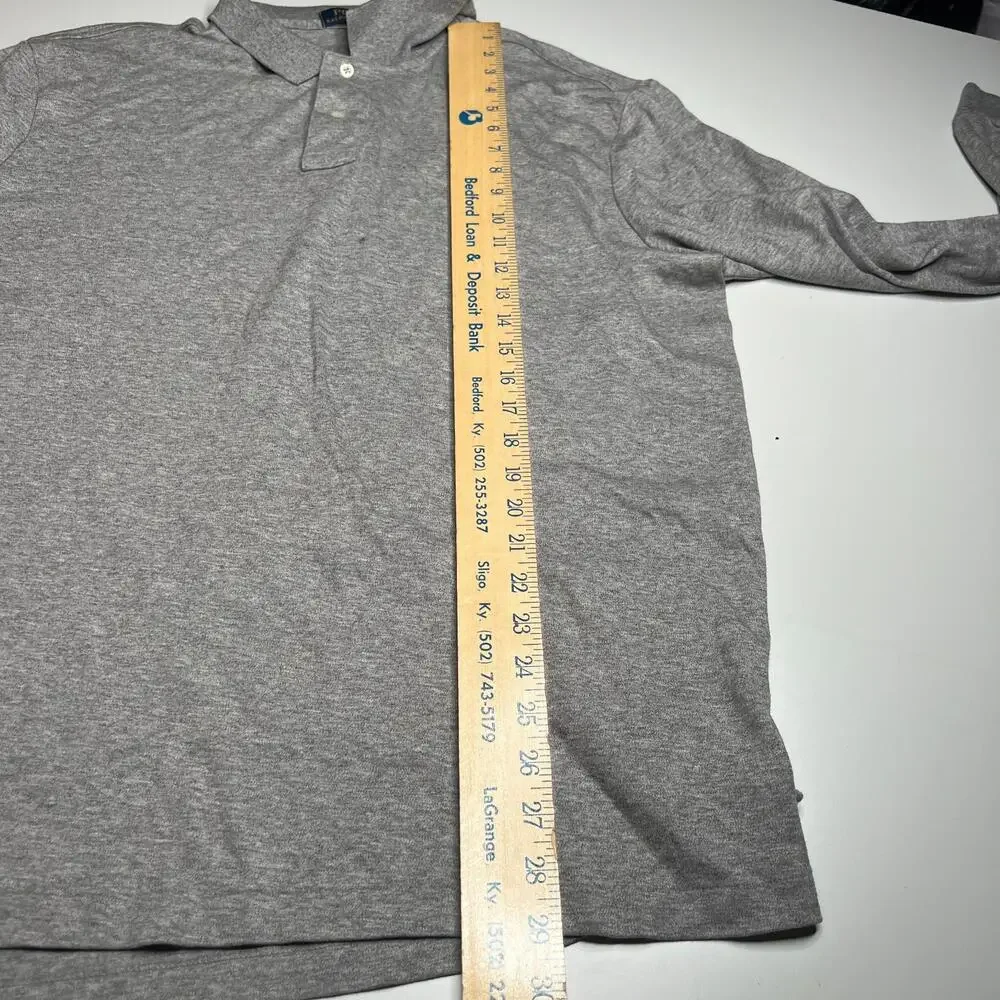 Polo Ralph Lauren Men’s Long Sleeve Polo Shirt Gray‎ Size XXL Purple Pony Cotton